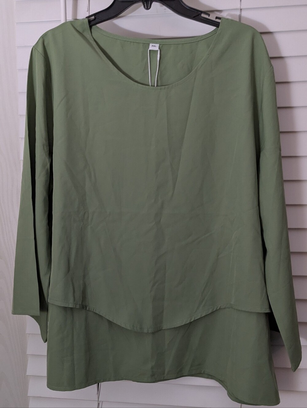 Women's Plus Size Olive Green Solid Scoop Neck Longsleeve Pullover Top Size XXL